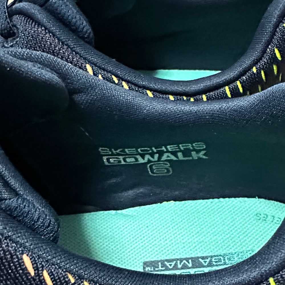 Skechers Black Slip-On Athletic Shoes with Rainbow Stitching - Picture 4 of 9